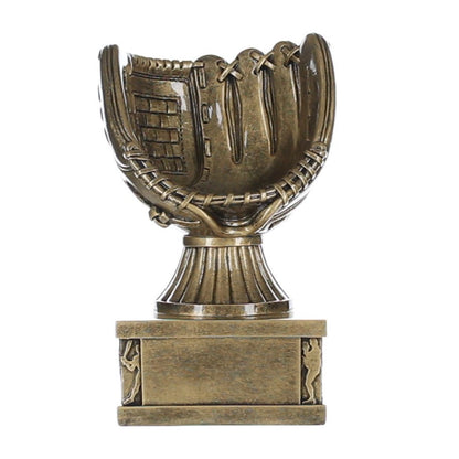 Baseball Glove Action Pedestal Trophy | Engraved Gold Baseball Award - 7 Inch Tall Decade Awards