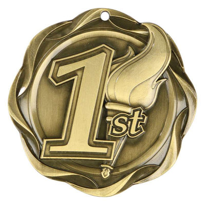 1st, 2nd, 3rd Fusion Medal- Gold, Silver or Bronze | Engraved Place Medallion - 3 Inch Wide Decade Awards