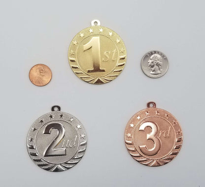 1st, 2nd, 3rd Place StarBrite Medal | Engraved StarBrite Place Medallion - 2 Inch Wide Decade Awards