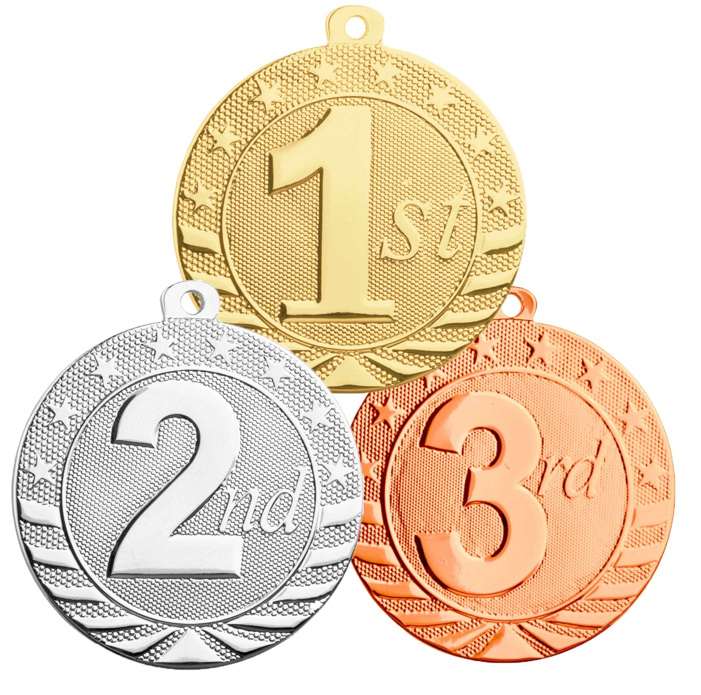 1st, 2nd, 3rd Place StarBrite Medal | Engraved StarBrite Place Medallion - 2 Inch Wide Decade Awards
