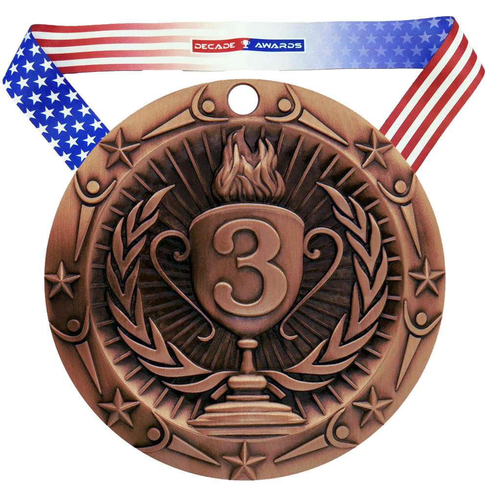 1st, 2nd, 3rd Place World Class Medal - Gold, Silver or Bronze | Engraved Place Medallion - 3 Inch Wide Decade Awards