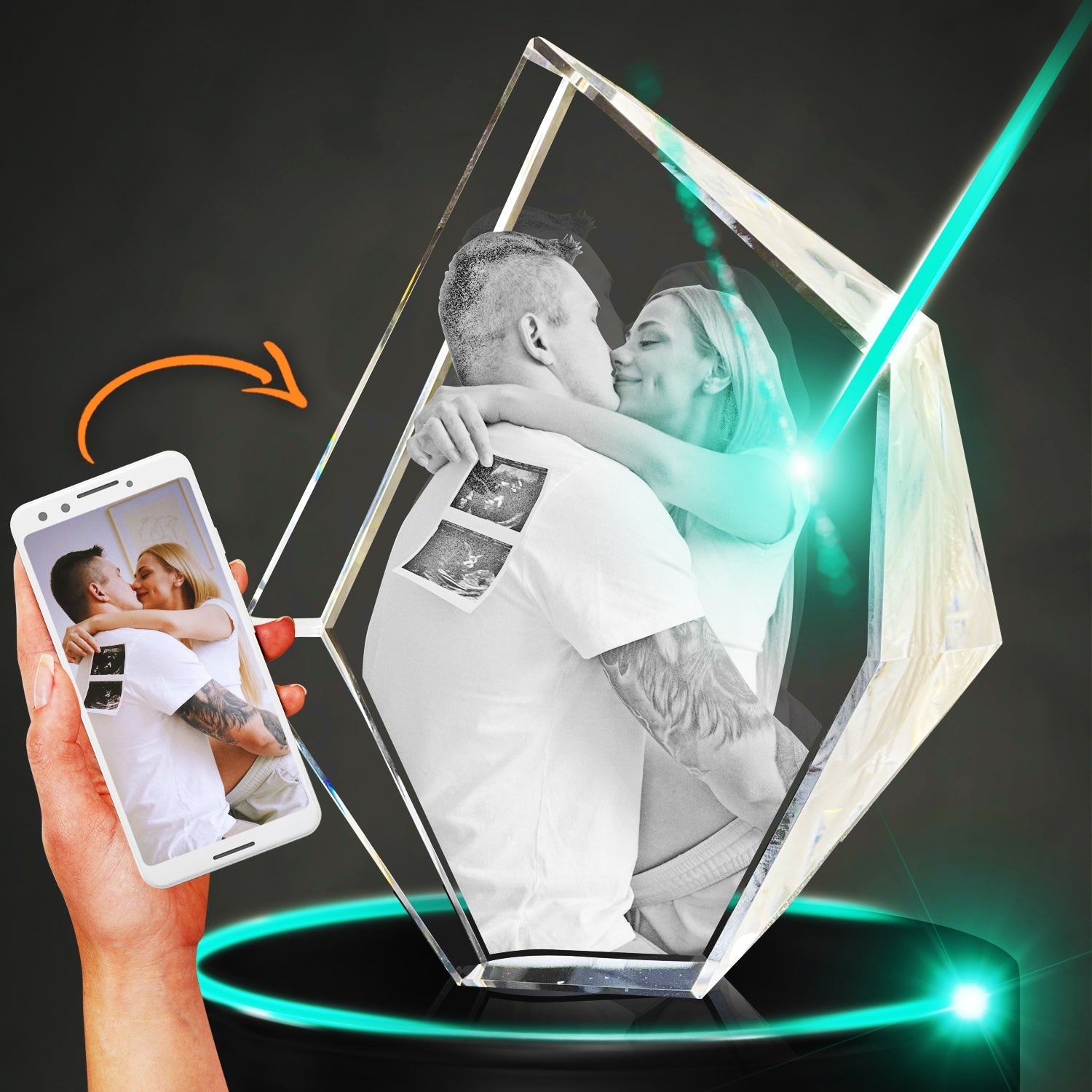 3D Crystal Custom Photo Gift – Prestige Crystal Cube Decade Awards