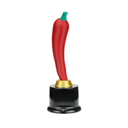 Personalized Red Chili Pepper Trophy | Chili Pepper Award on Round Base | 8 Inches Tall