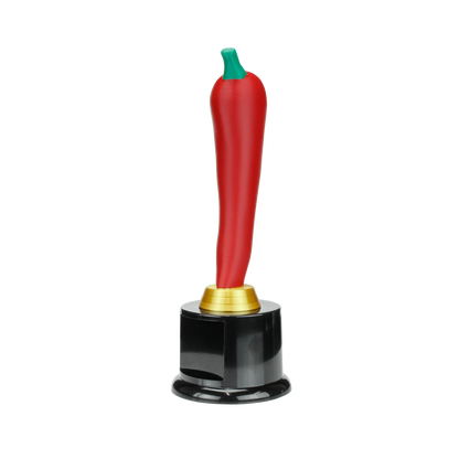 Personalized Red Chili Pepper Trophy | Chili Pepper Award on Round Base | 8 Inches Tall