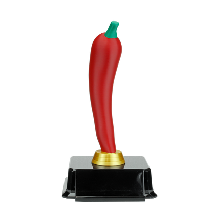 Personalized Red Chili Pepper Trophy | 3D Chili Pepper Award on Square Base | 7 Inch Tall