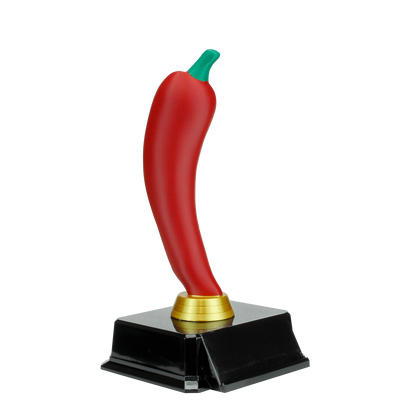 Personalized Red Chili Pepper Trophy | 3D Chili Pepper Award on Square Base | 7 Inch Tall