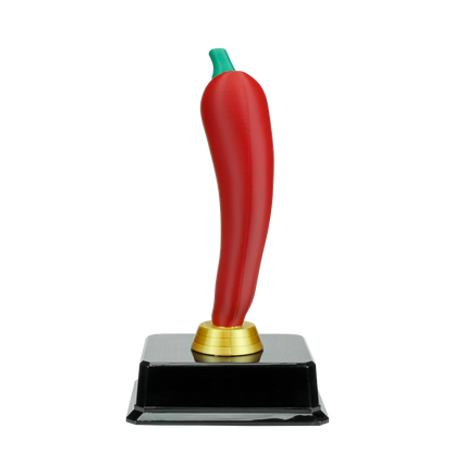 Personalized Red Chili Pepper Trophy | 3D Chili Pepper Award on Square Base | 7 Inch Tall