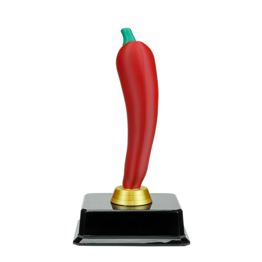 Personalized Red Chili Pepper Trophy | 3D Chili Pepper Award on Square Base | 7 Inch Tall