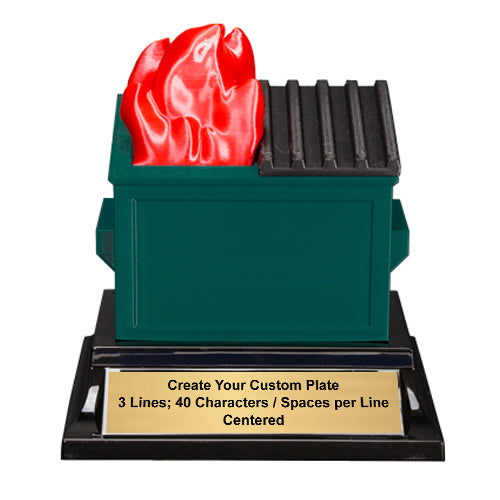 Humorous Dumpster Fire Trophy | Epic Fail Award with Free Custom Engraving Decade Awards