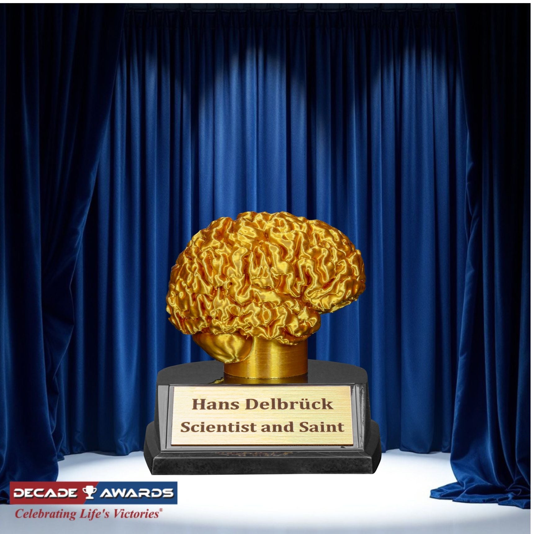 Personalized Golden Brain Trophy – 3.75 inch engraved award for trivia, STEM or academic competitions with free custom engraving by Decade Awards