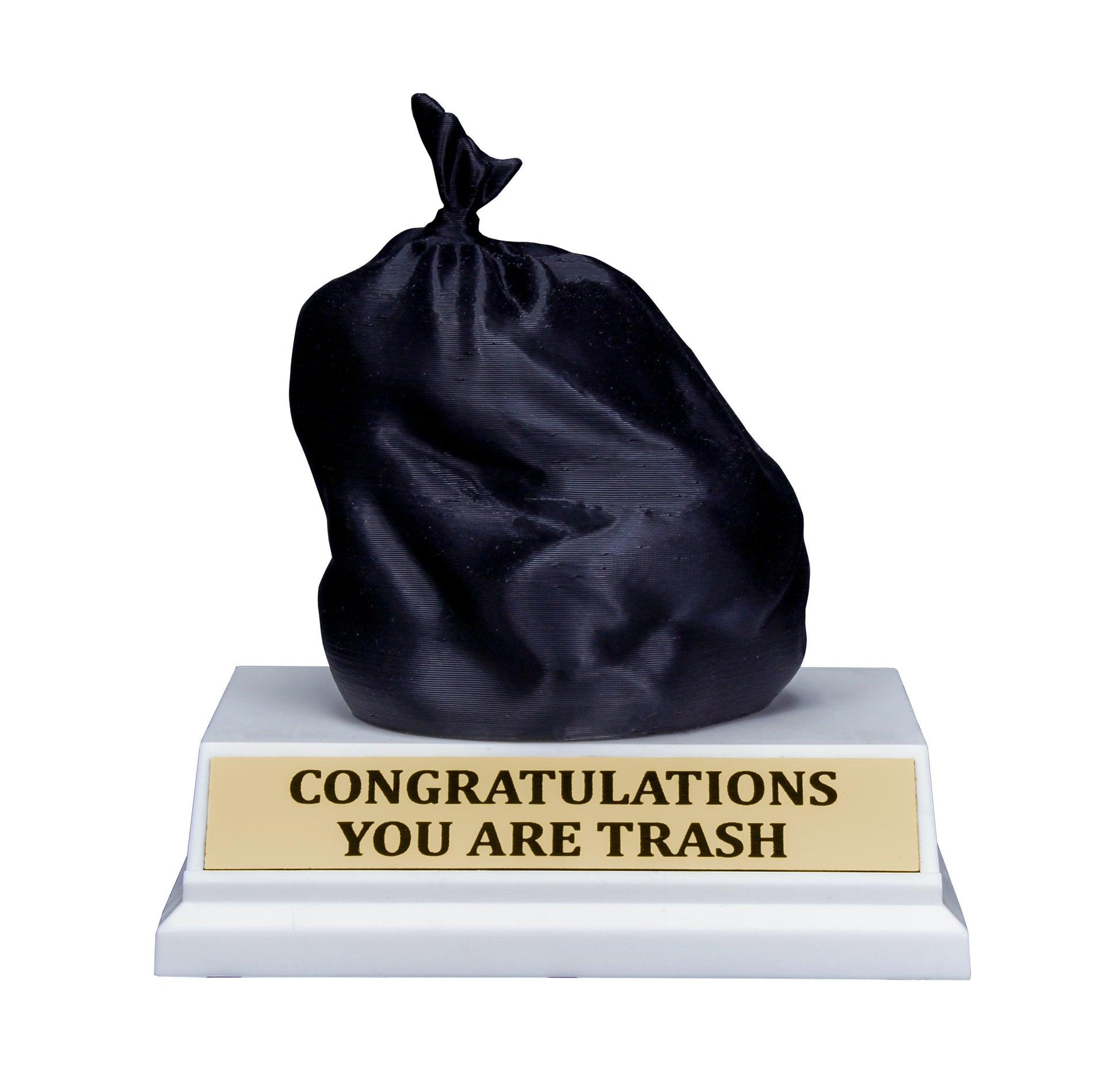 Funny Trash Bag Trophy | Bag of Coal Award with Free Custom Engraving from Decade Awards