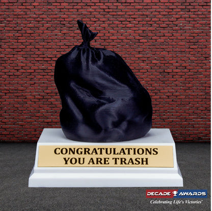 Funny Trash Bag Trophy | Bag of Coal Award with Free Custom Engraving from Decade Awards