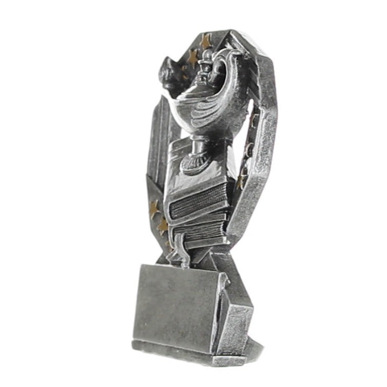 Academic Hexa Star Trophy | Engraved Silver and Gold Lamp of Knowledge Award - 4.75 Inch Tall Decade Awards