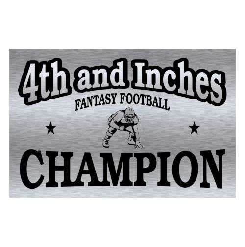 Fantasy Football Champion Trophy, Silver Tower Perpetual Award | Engraved Silver Tower FFL Perpetual Award - 21 Inch Tall Decade Awards
- Base Plate Sample