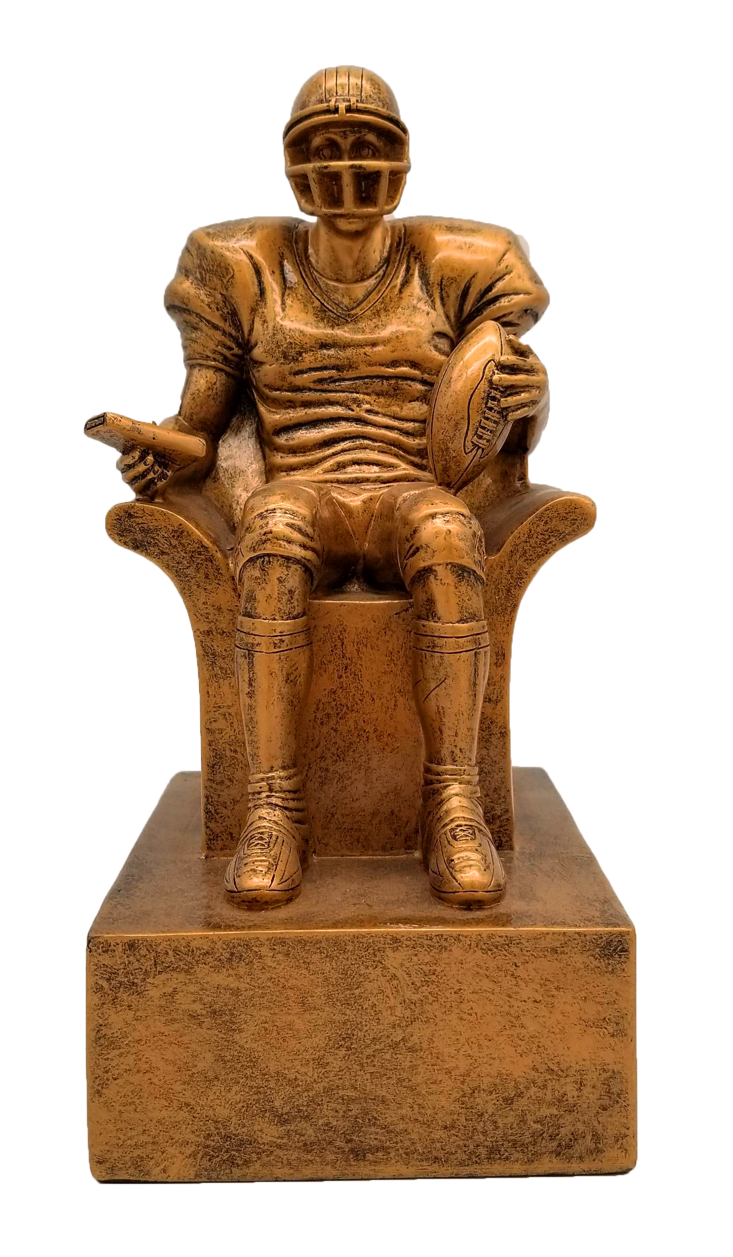 Fantasy Football Armchair Quarterback Trophy - Engraved Vintage Gold FFL Award - 6 or 9 Inch Tall