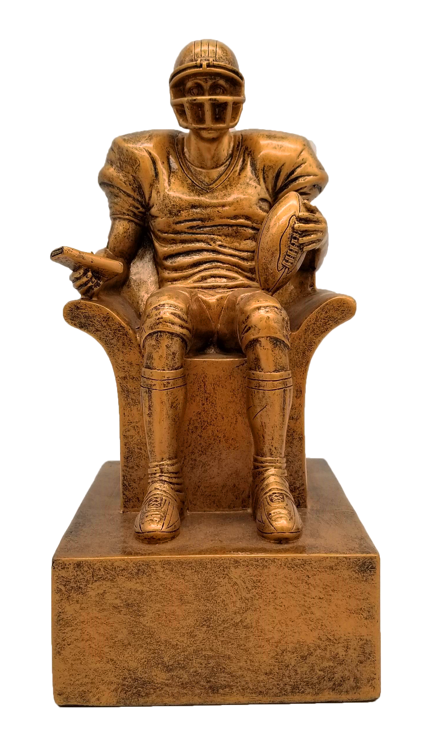 Fantasy Football Armchair Quarterback Trophy - Engraved Vintage Gold FFL Award - 6 or 9 Inch Tall