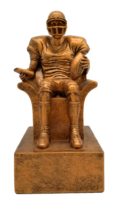 Fantasy Football Armchair Quarterback Trophy - Engraved Vintage Gold FFL Award - 6 or 9 Inch Tall