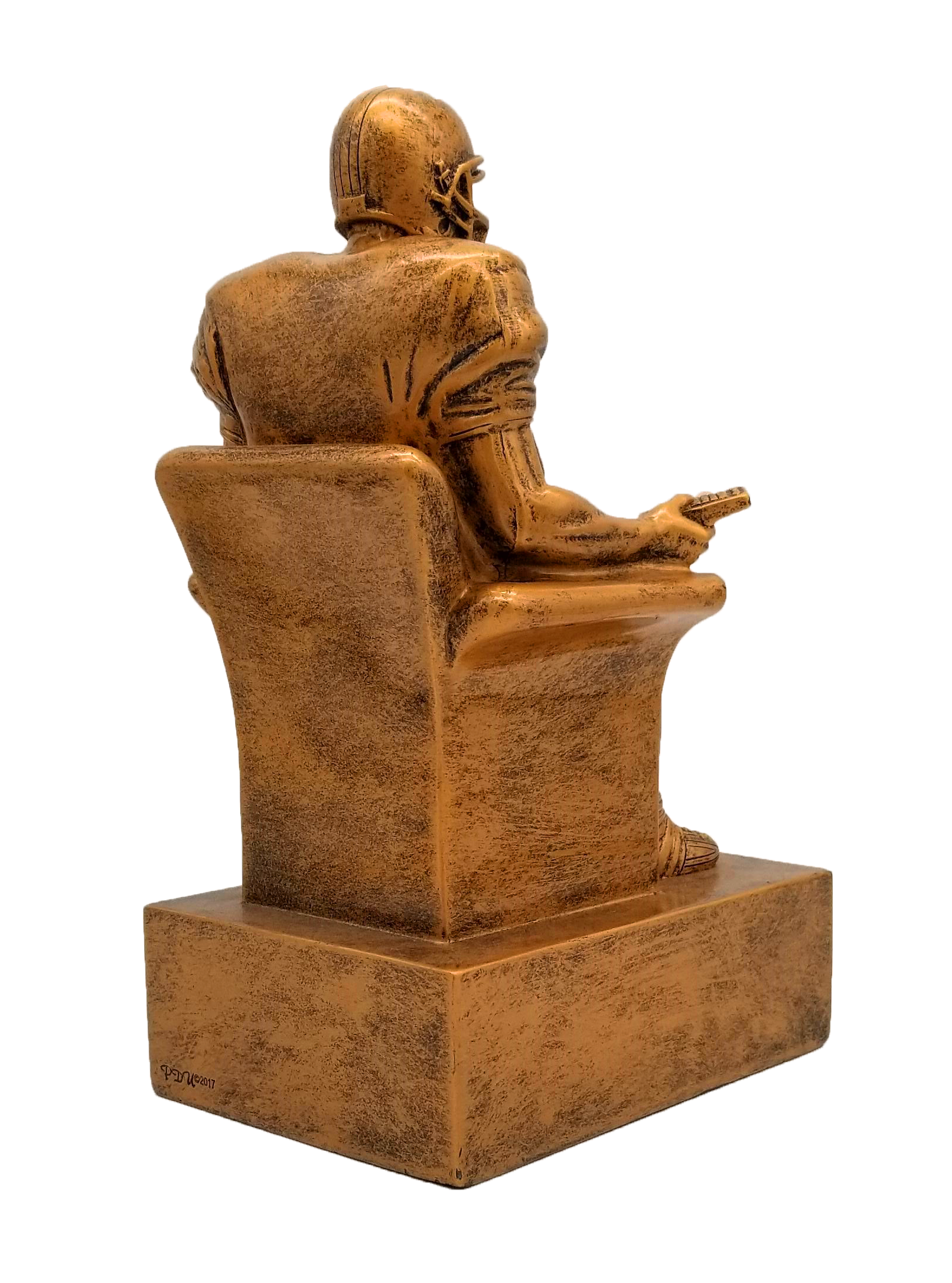 Fantasy Football Armchair Quarterback Trophy - Engraved Vintage Gold FFL Award - 6 or 9 Inch Tall