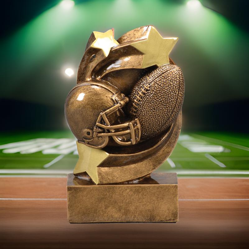 Football Star Swirl Trophy | Engraved Football Award - 5.25 Inch Tall Decade Awards