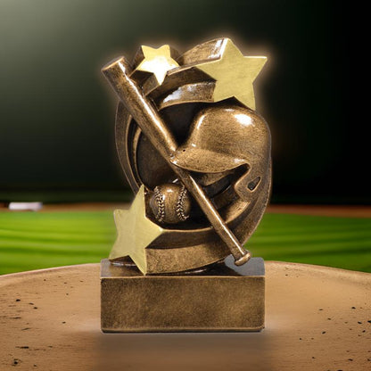 Baseball Star Swirl Trophy | Engraved Baseball Award - 5.25 Inch Tall Decade Awards