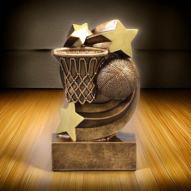 Basketball Star Swirl Trophy | Engraved Basketball Award - 5.25 Inch Tall Decade Awards
