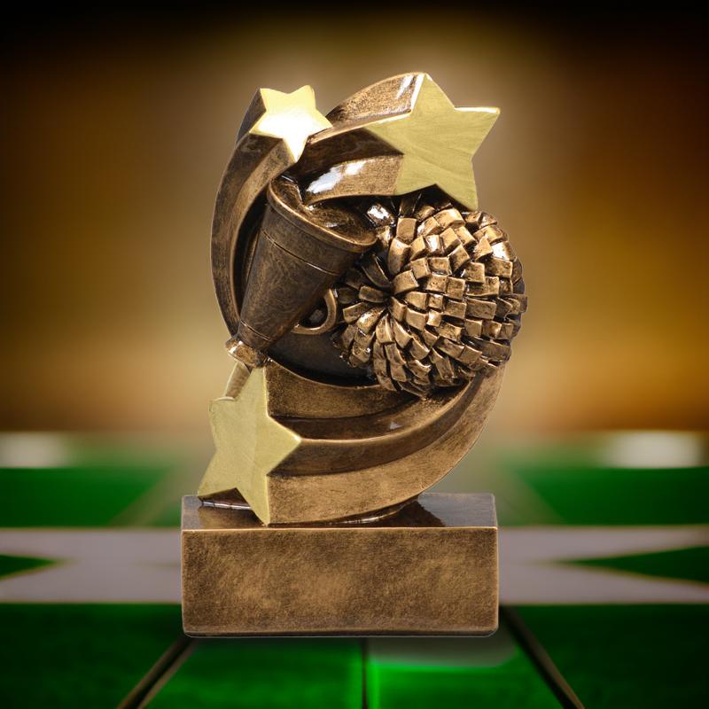 Cheer Star Swirl Trophy | Engraved Cheerleading Award - 5.25 Inch Tall Decade Awards
