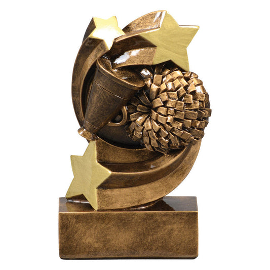 Cheer Star Swirl Trophy | Engraved Cheerleading Award - 5.25 Inch Tall Decade Awards