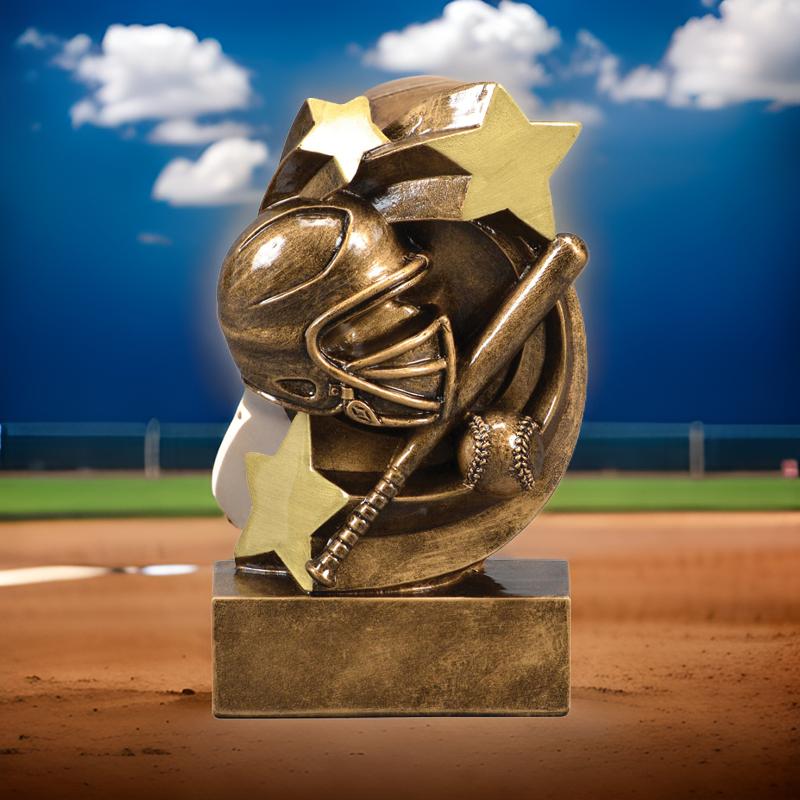 Softball Star Swirl Trophy | Engraved Softball Award - 5.25 Inch Tall Decade Awards