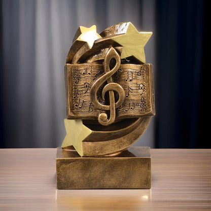 Music Star Swirl Trophy | Engraved Music Award - 5.25 Inch Tall Decade Awards