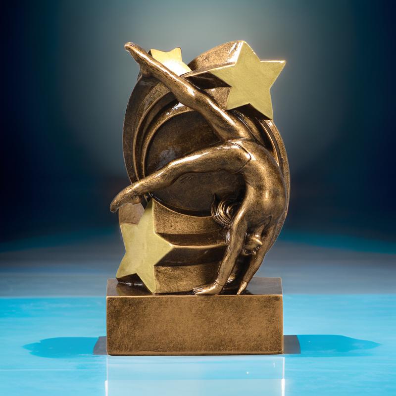Gymnastics Star Swirl Trophy | Engraved Gymnastics Award - 5.25 Inch Tall Decade Awards