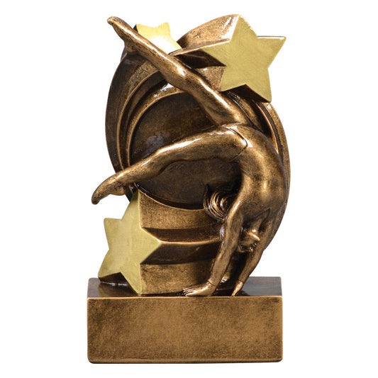 Gymnastics Star Swirl Trophy | Engraved Gymnastics Award - 5.25 Inch Tall Decade Awards