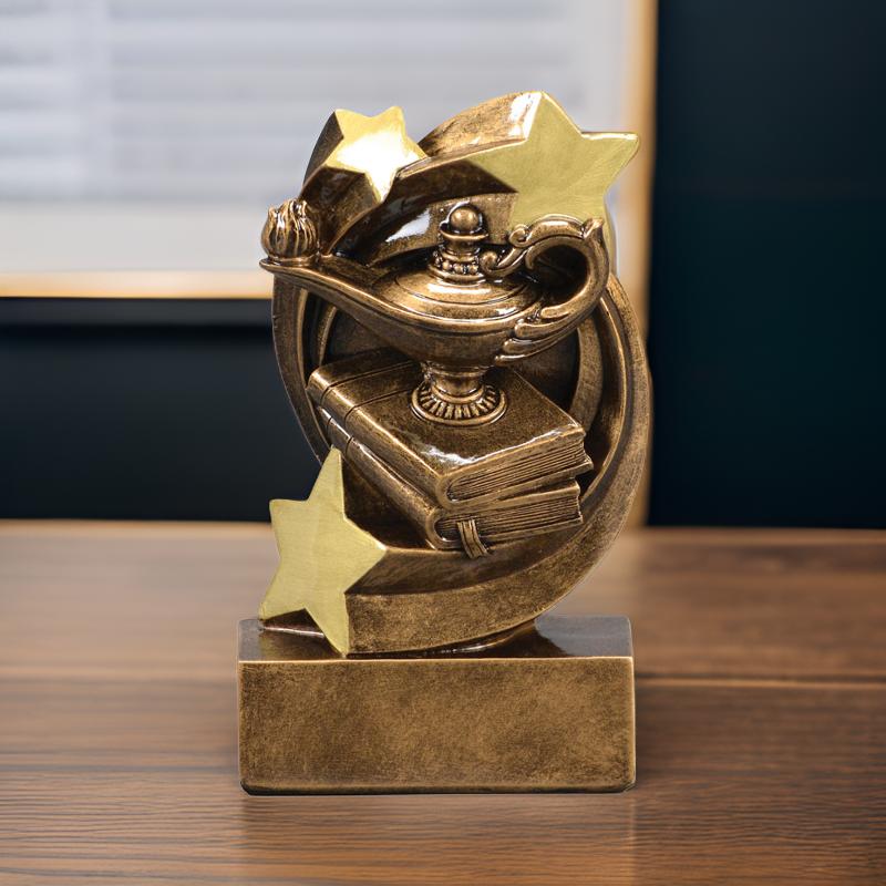 Academics Star Swirl Trophy | Engraved Academics Award - 5.25 Inch Tall Decade Awards
