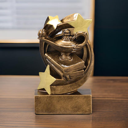 Academics Star Swirl Trophy | Engraved Academics Award - 5.25 Inch Tall Decade Awards