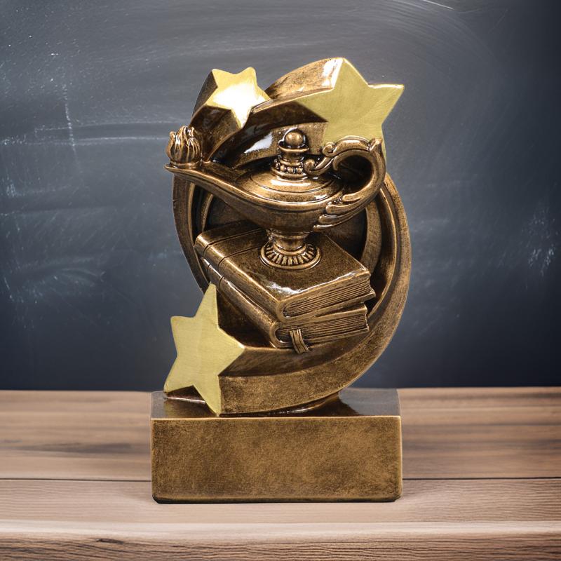 Academics Star Swirl Trophy | Engraved Academics Award - 5.25 Inch Tall Decade Awards