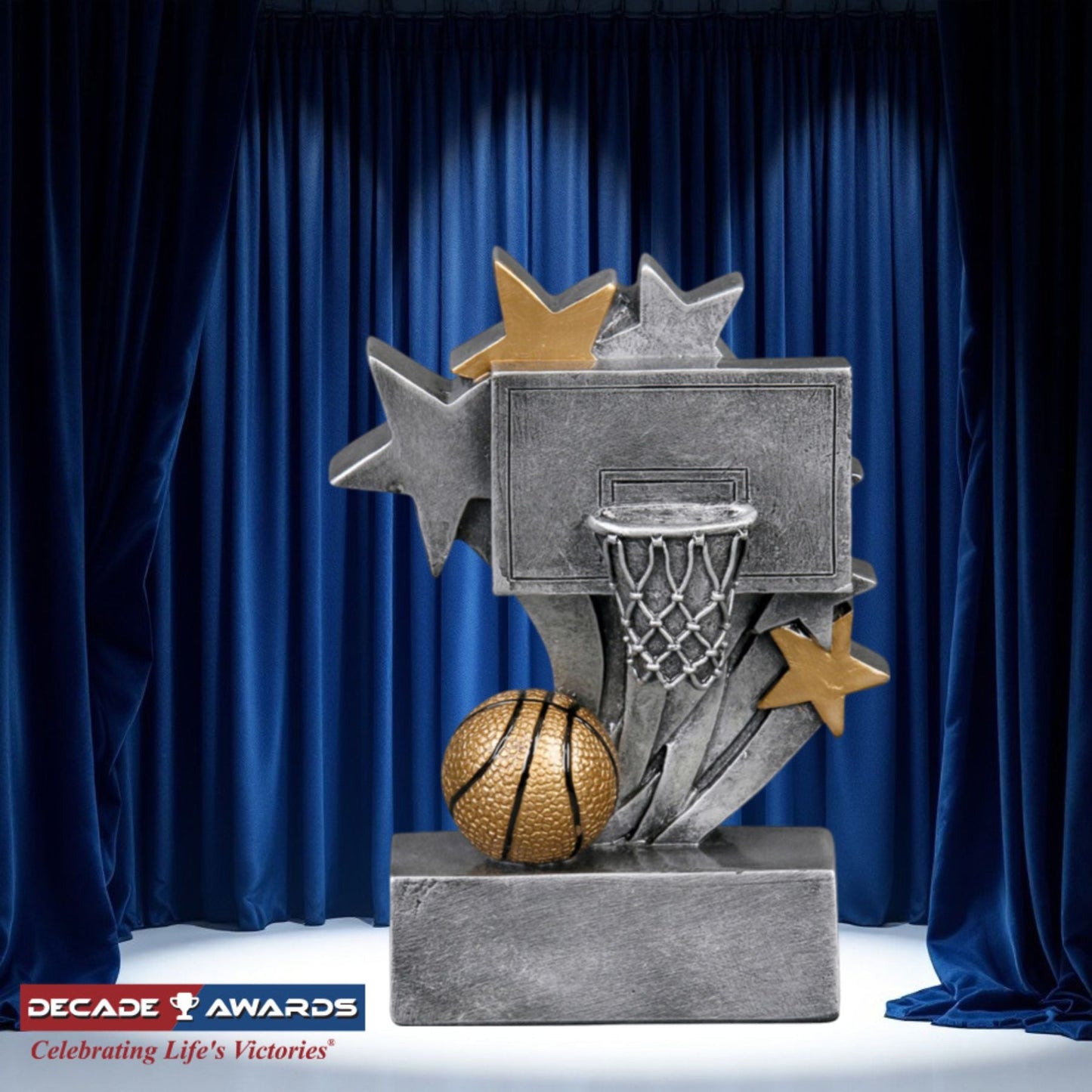 Basketball Star Blast Trophy | Engraved Basketball Award - 4.75 Inch Tall Decade Awards