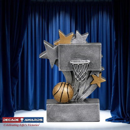 Basketball Star Blast Trophy | Engraved Basketball Award - 4.75 Inch Tall Decade Awards
