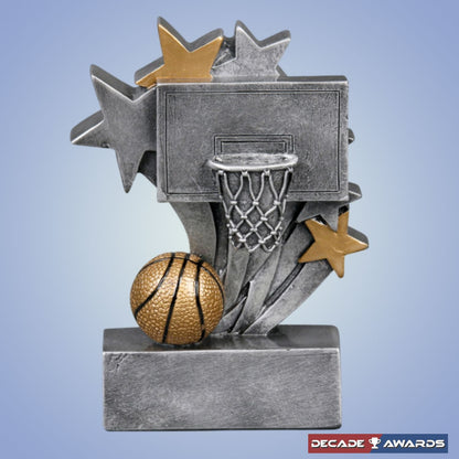 Basketball Star Blast Trophy | Engraved Basketball Award - 4.75 Inch Tall Decade Awards