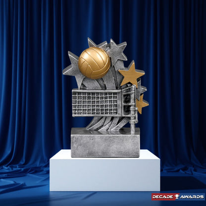 Volleyball Star Blast Trophy | Engraved Volleyball Award - 4.75 Inch Tall Decade Awards