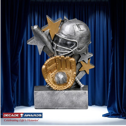 Softball Star Blast Trophy | Engraved Softball Award - 4.75 Inch Tall Decade Awards