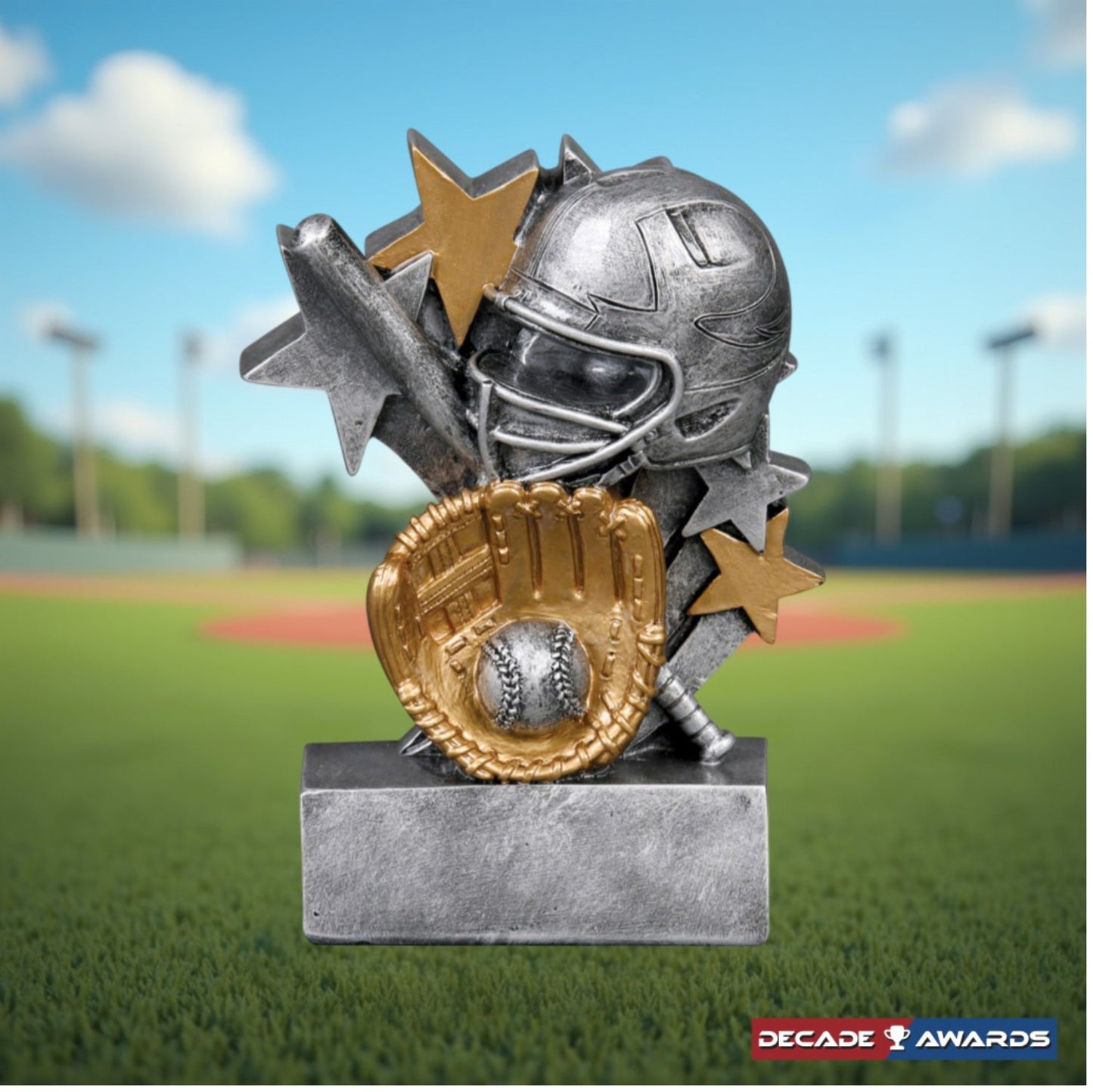 Softball Star Blast Trophy | Engraved Softball Award - 4.75 Inch Tall Decade Awards