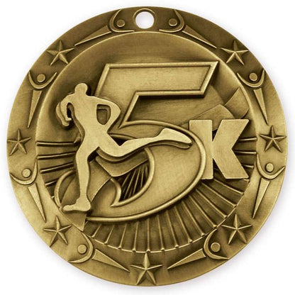 5K World Class Medal - Gold, Silver or Bronze | Engraved 5000 Meter Medallion - 3 Inch Wide Decade Awards