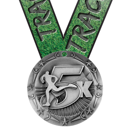 5K World Class Medal - Gold, Silver or Bronze | Engraved 5000 Meter Medallion - 3 Inch Wide Decade Awards