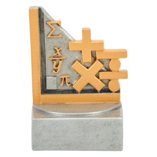 Math Color Tek Trophy | Engraved Mathematics Award - 4 Inch Tall Decade Awards