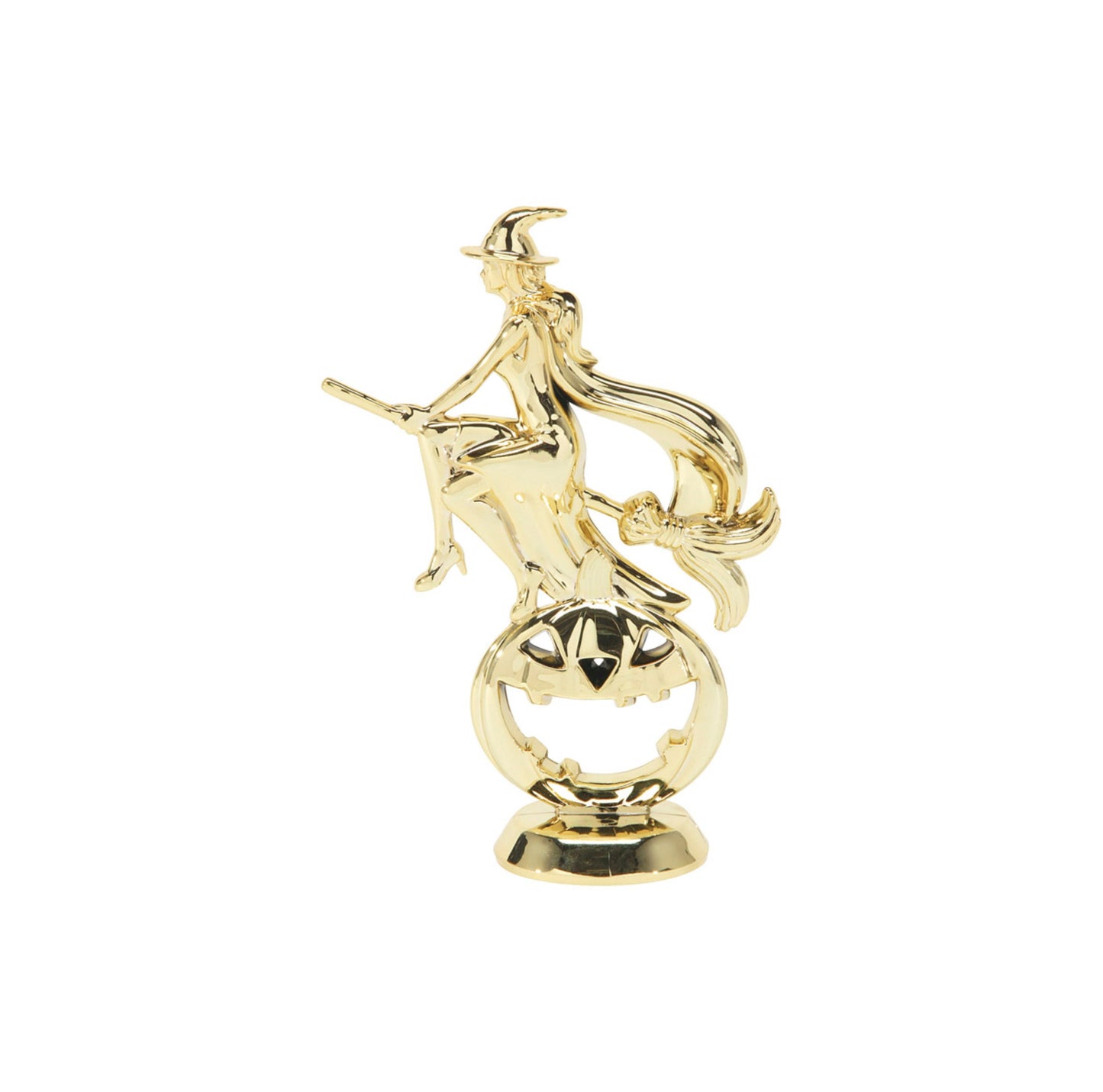Custom Engraved Witch Halloween Trophy with spooky design perfect for costume contest prizes by Decade Awards