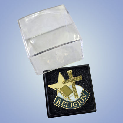 Religion Lapel Pin – Religion Achievement Pin for Jackets, Backpacks & Sashes Decade Awards