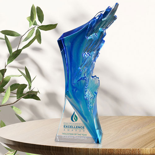 Glacier Crystal Corporate Award | Engraved Crystal Award - 10.5 Inch Tall