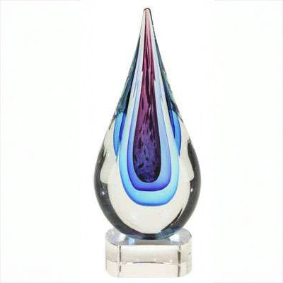 Blue Water Sculpted Glass Award | Engraved Corporate Award - 8, 10.5 or 11.5 Inch Tall Decade Awards