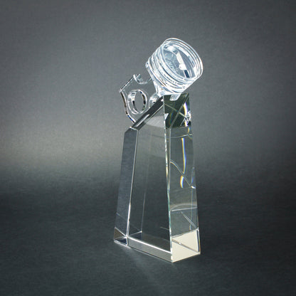 Crystal piston racing award with free custom engraving – Decade Awards