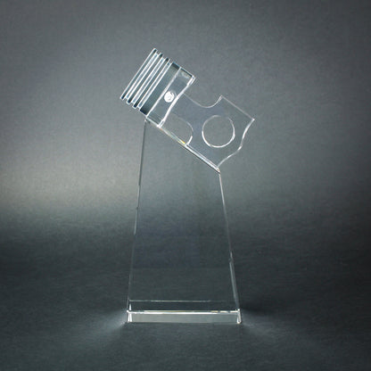 Crystal piston racing award with free custom engraving – Decade Awards