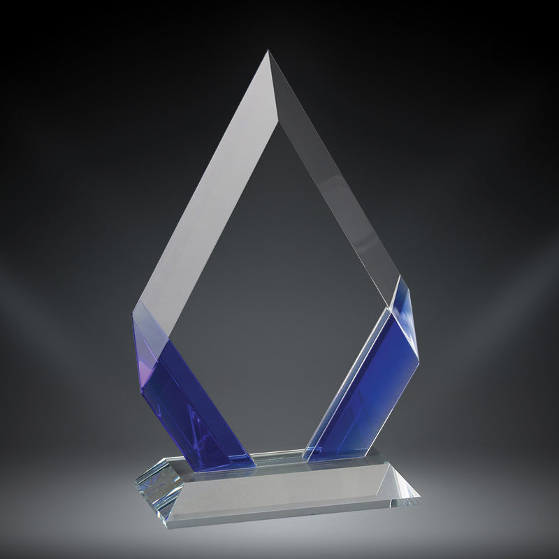 Cambridge Crystal Trophy | Black, Blue, Red Accent | Personalized Corporate Award | 7, 8 or 9 Inches Tall